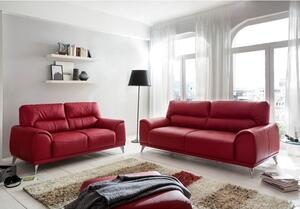 Canapea din piele cu 3-locuri, roşie, MELESIO