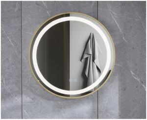Oglinda pentru baie cu iluminare led 70 cm, rama aurie