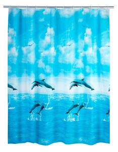 Perdea duș Wenko Dolphin, 180 x 200 cm, albastru