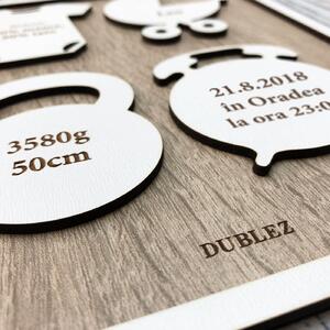 DUBLEZ | Tăbliță din lemn pentru nou-născut