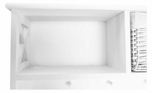 Cuier de perete, alb, cu cosuri, 100x30x20 cm - TP136595