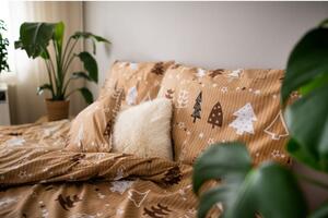 Lenjerie de pat din bumbac pentru pat de o persoană Cotton House Trees, 140 x 200 cm, maro