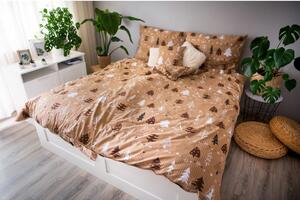 Lenjerie de pat din bumbac pentru pat de o persoană Cotton House Trees, 140 x 200 cm, maro