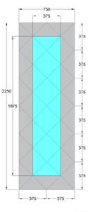 Oglinda Fazeta 750 x 2250 Argintiu cu perimetru Gri