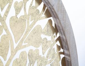 Decoratiune de perete din MDF si metal Tree Round Auriu / Natural, Ø80 cm