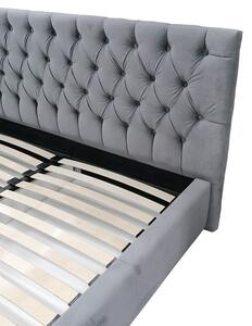 Čalúnená posteľ Katalonia 140 x 200 cm so zamatom - bledosivá
