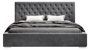 Čalúnená posteľ Katalonia 180 x 200 cm so zamatom - tmavosivá