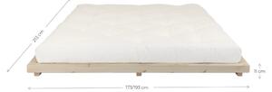 Pat dublu din lemn de pin cu saltea și tatami Karup Design Dock Comfort Mat Natural/Natural, 140 x 200 cm