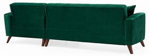 Coltar extensibil cu lada de depozitare, universal (pe stanga sau pe dreapta) tapitat cu stofa Loft Verde, l263xA153xH77 cm