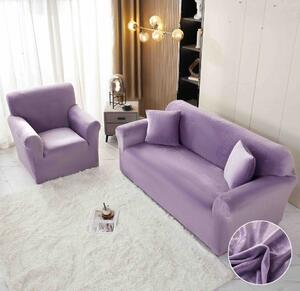 Husa elastica si catifelata pentru canapea 3 locuri + fata perna, culoare Lila