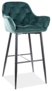 Barová stolička CHERRY H-1 VELVET čierny rám/zelená BLUVEL 78