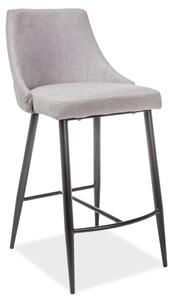 Barová stolička NOBEL H-1 čierny rám, sivá čalúnenie 70