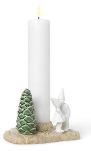 Suport din gresie pentru lumânări de Crăciun Kähler Design Christmas Kiss, lungime 17 cm