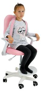 Scaun reglabil cu suport pentru picioare si curele, roz alb, ANAIS Roz