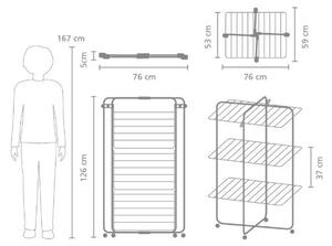Uscător de rufe negru mat 23 m HangOn Tower – Brabantia