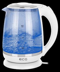 Cana electrica fierbator din sticla ECG RK 2020 alba, 2 L, 2200 W, lumina albastra de fundal