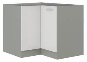 KONDELA Cabinet inferior, alb extra lucios/gri, PRADO 90/90 DN BB