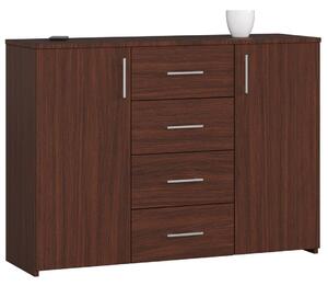 Comoda cu 2 usi si 4 sertare 110 x 80 x 35 cm wenge