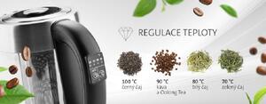 Fierbator electric cu infuzor pentru ceai ETA CRYSTELA ESSENCE 8153, 1.7 L, 2200W, otel inoxidabil si sticla