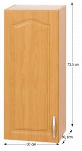 KONDELA Cabinet de bucătărie, superior, stânga, anin,LORA MDF NEW KLASIK W30/735