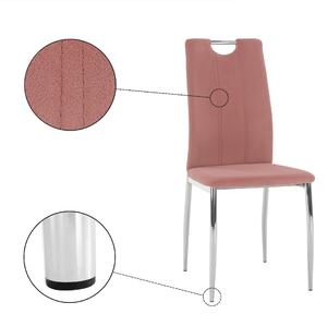 KONDELA Scaun de masă, ţesătură de catifea roz / crom, OLIVA NEW
