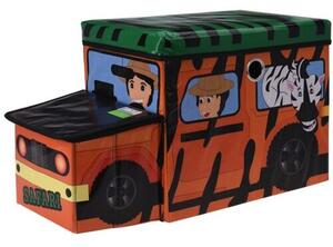 Cutie depozitare cu șezut Safari bus portocaliu,pentru copii, 55 x 26 x 31 cm