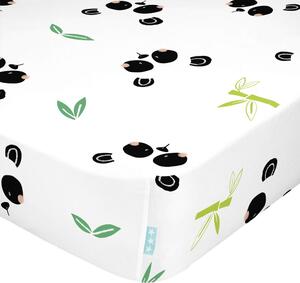 Cearșaf din bumbac pentru copii Moshi Moshi Panda, 60 x 120 cm
