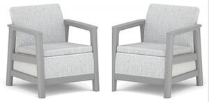 Set doua fotolii gradina, Keter, Scandi, Duo Linea - Gri deschis / Bej