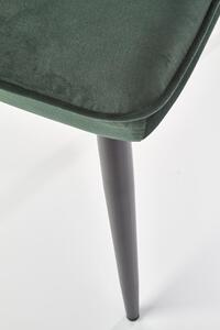 Scaun tapitat cu stofa si picioare metalice Kai-399 Velvet Verde inchis / Negru, l50xA60xH84 cm
