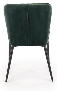Scaun tapitat cu stofa si picioare metalice Kai-399 Velvet Verde inchis / Negru, l50xA60xH84 cm