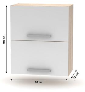 KONDELA Cabinet superior batant 2DV, stejar sonoma/alb, NOVA PLUS NOPL-008-VH