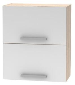 KONDELA Cabinet superior batant 2DV, stejar sonoma/alb, NOVA PLUS NOPL-008-VH