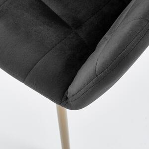 Scaun tapitat cu stofa, cu picioare metalice Kai-306 Velvet Negru / Auriu, l58xA57xH80 cm