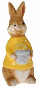 Iepuraș din ceramică cu ouă Bunny, 10,5 x 21 x 9 cm