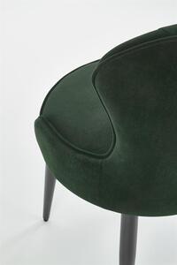 Scaun tapitat cu stofa si picioare metalice Kai-366 Velvet Verde inchis / Negru, l52xA58xH92 cm