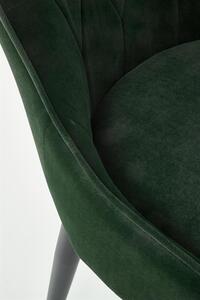 Scaun tapitat cu stofa si picioare metalice Kai-366 Velvet Verde inchis / Negru, l52xA58xH92 cm