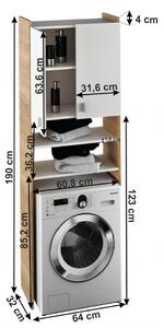 Dulap pentru maşina de spălat, sonoma și alb, 64x32x190 cm - TP287066
