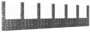 Coș de gabion în formă de U cu 7 stâlpi, 740x20x200 cm, fier