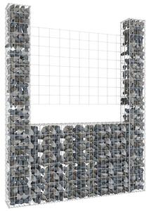 Coș de gabion în formă de U, 2 stâlpi, 140x20x200 cm, fier
