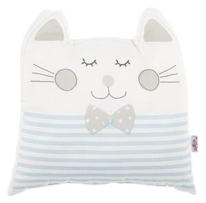 Pernă din amestec de bumbac pentru copii Mike & Co. NEW YORK Pillow Toy Big Cat, 29 x 29 cm, albastru
