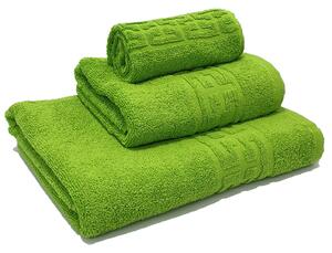 Set 3 prosoape de baie 70x130 cm, 50x90 cm, 30x50 cm, bumbac, verde lime