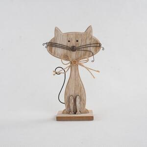 Decorațiune din lemn în formă de pisică Dakls Cats, înălțime 18 cm