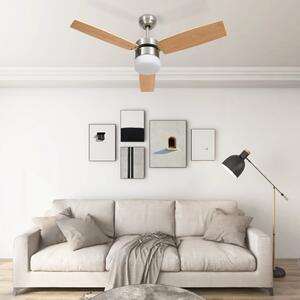 Ventilator tavan cu iluminare/telecomandă, maro deschis, 108 cm