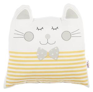 Pernă din amestec de bumbac pentru copii Mike & Co. NEW YORK Pillow Toy Big Cat, 29 x 29 cm, galben