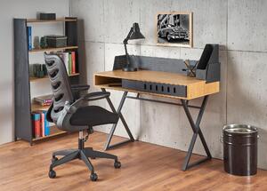 Masa de birou din MDF si metal Ben-43 Stejar / Negru, L110xl51xH90 cm