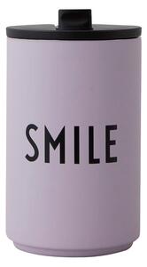 Cană de voiaj termică violet Design Letters Smile, 350 ml