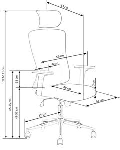 Scaun de birou ergonomic tapitat cu stofa Enrico Alb / Negru, l56xA63xH121-131 cm