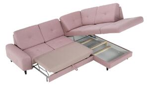 KONDELA Canapea extensibilă, stofă roz pudră, dreapta, PRAGA