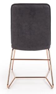 Scaun tapitat cu piele ecologica si picioare metalice Kai-390 Crem / Gri inchis / Auriu, l46xA60xH90 cm