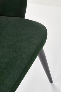 Scaun tapitat cu stofa si picioare metalice, Kai-364 Velvet Verde inchis / Negru, l55xA55xH88 cm